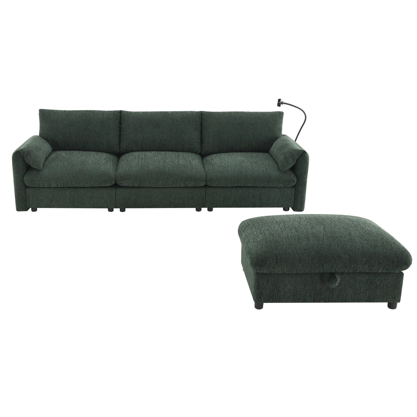 BRYN SOFA w/ OTTOMAN - GREEN