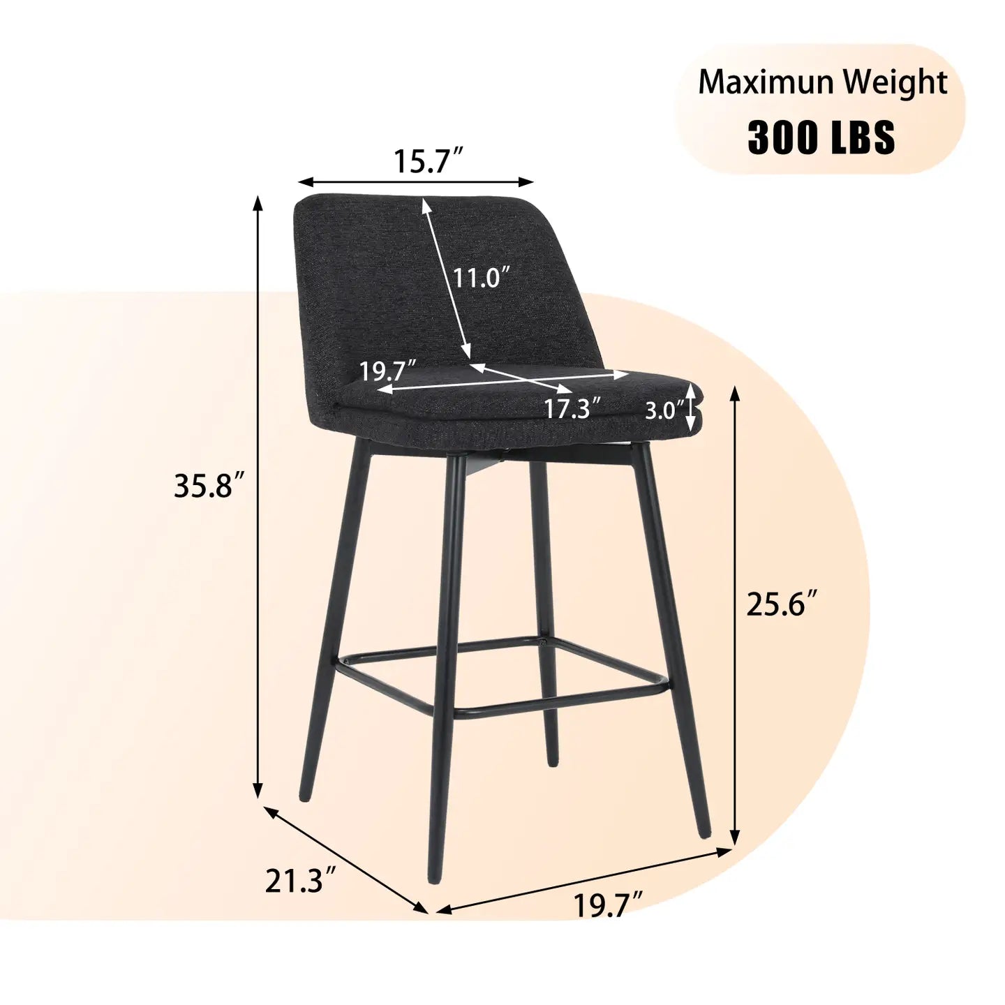 HADLEY COUNTER STOOLS - BLACK (SET OF 2)