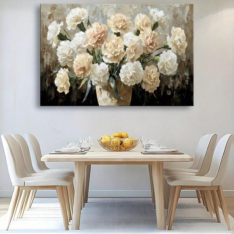 CHAMPAGNE CARNATION CANVAS WALL ART