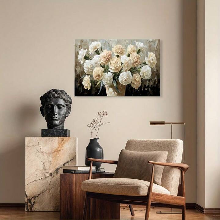 CHAMPAGNE CARNATION CANVAS WALL ART
