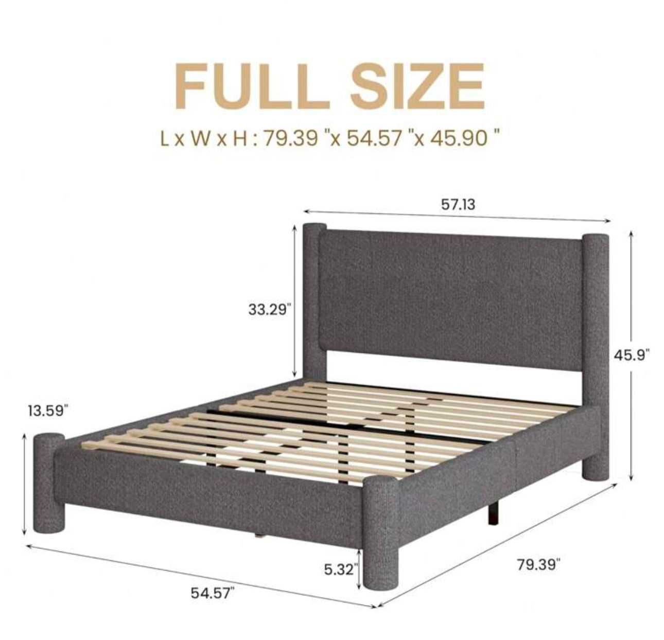 HAVEN PLATFORM BED FRAME - DARK GRAY