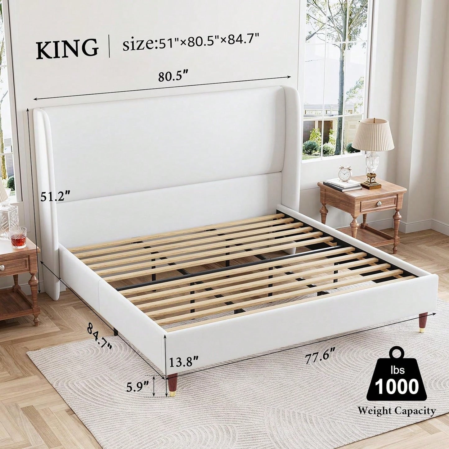 MADELINE PLATFORM BED FRAME - WHITE