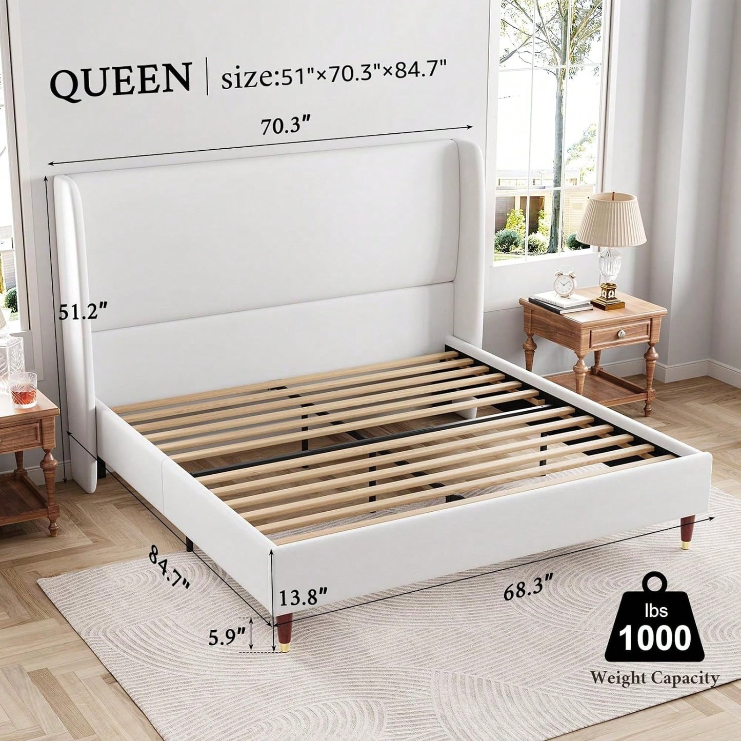 MADELINE PLATFORM BED FRAME - WHITE