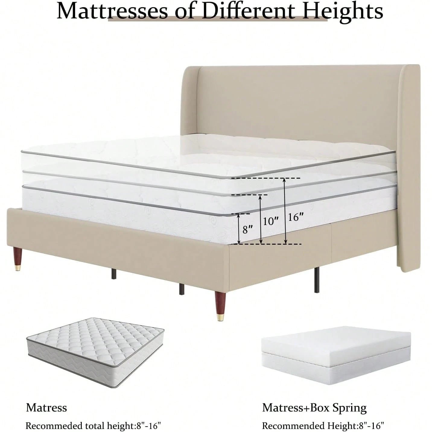 MADELINE PLATFORM BED FRAME - BEIGE