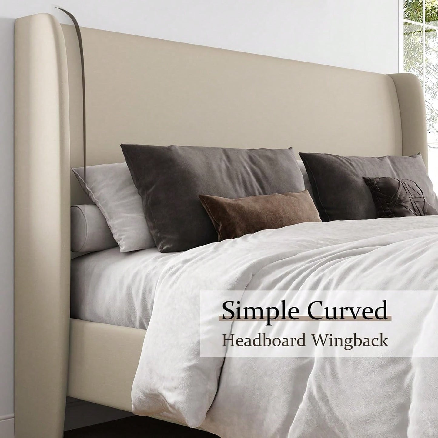 MADELINE PLATFORM BED FRAME - BEIGE
