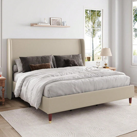 MADELINE PLATFORM BED FRAME - BEIGE