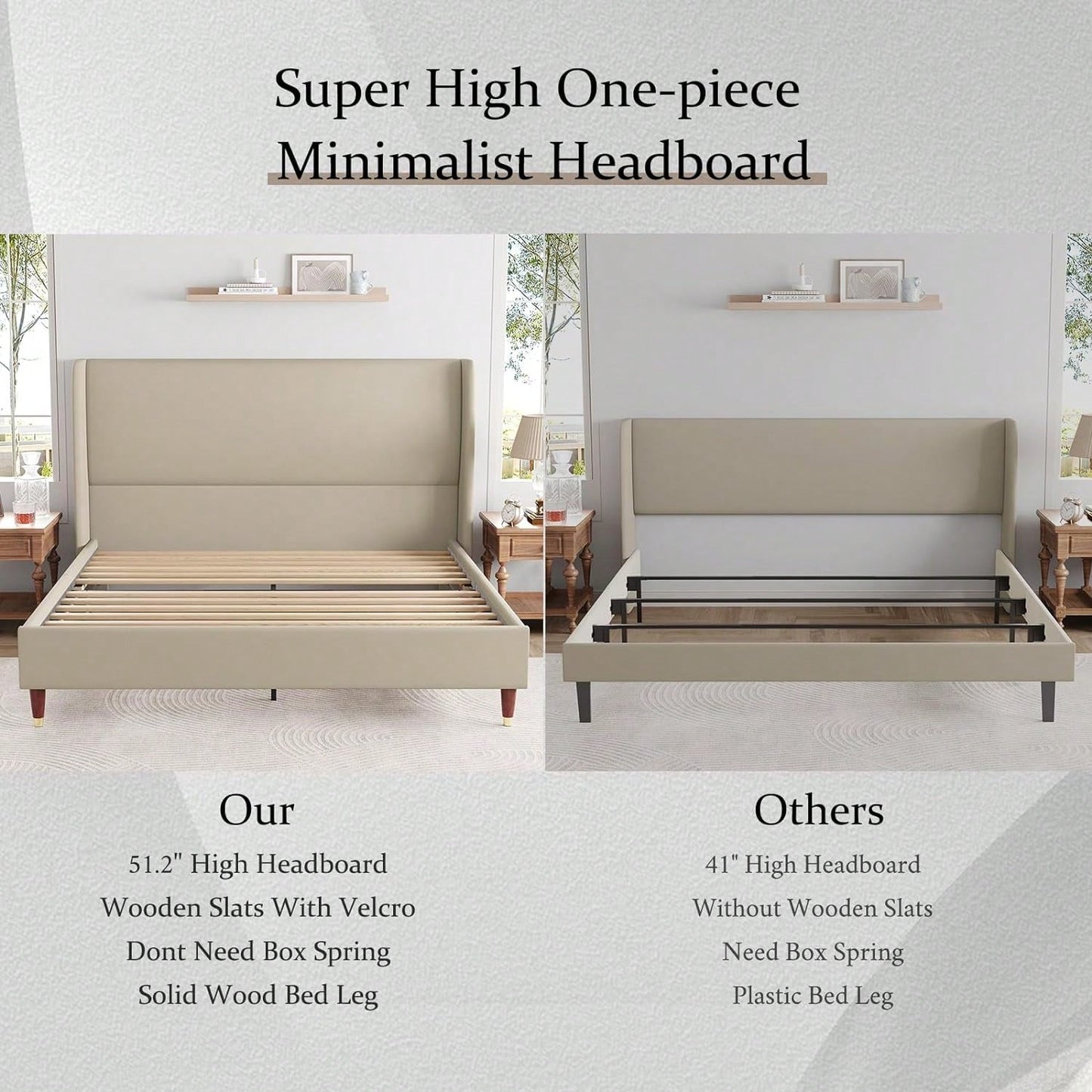 MADELINE PLATFORM BED FRAME - BEIGE