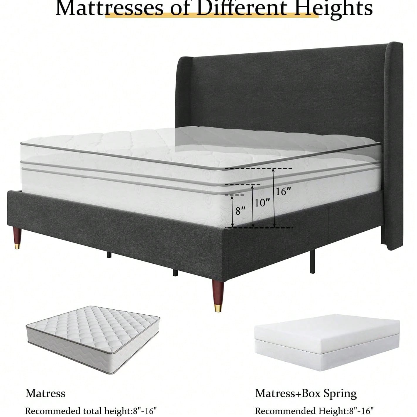 MADELINE PLATFORM BED FRAME - DARK GRAY