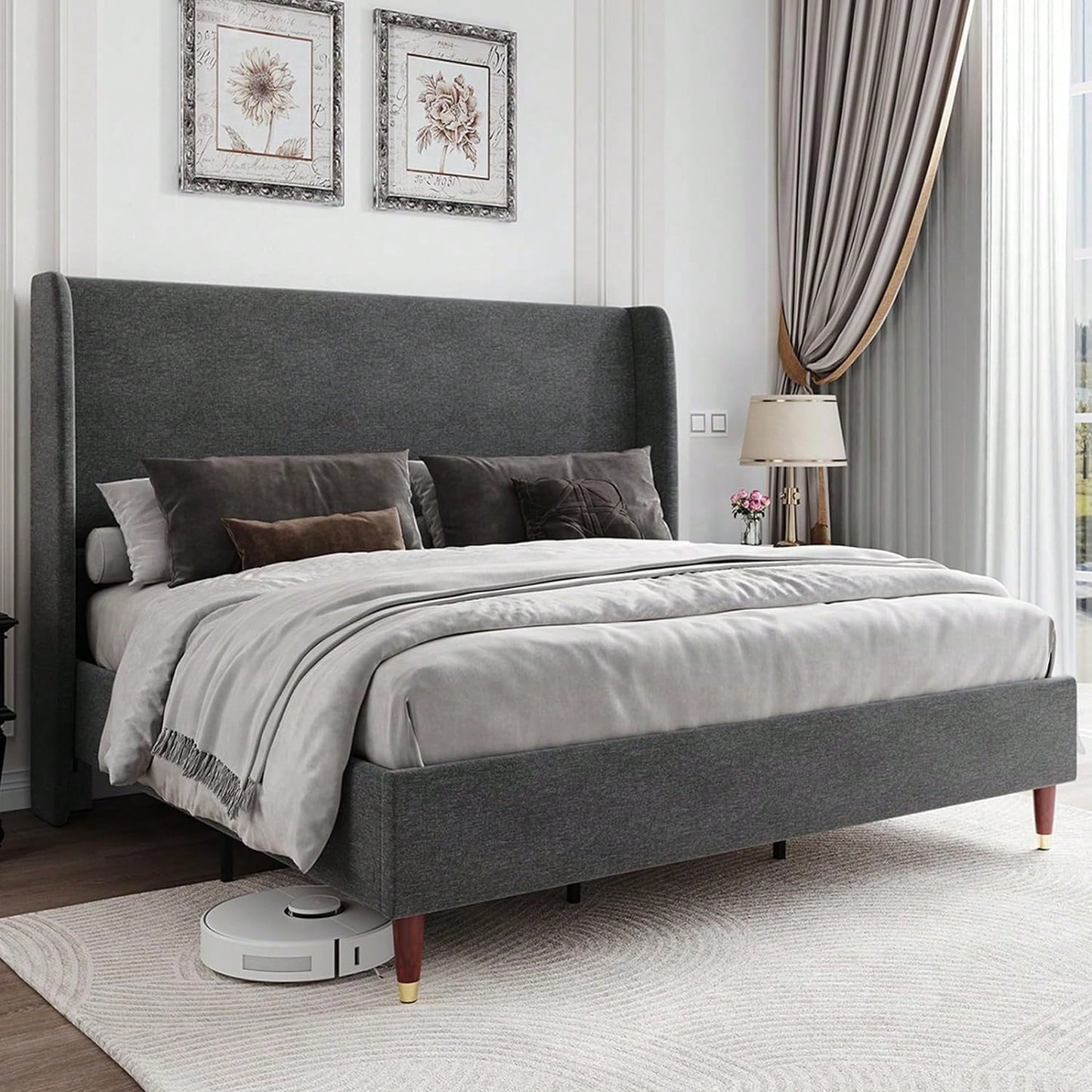 MADELINE PLATFORM BED FRAME - DARK GRAY