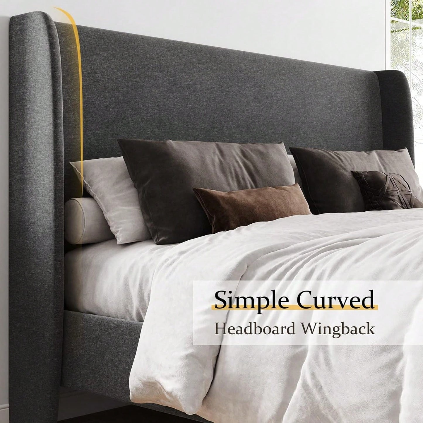 MADELINE PLATFORM BED FRAME - DARK GRAY
