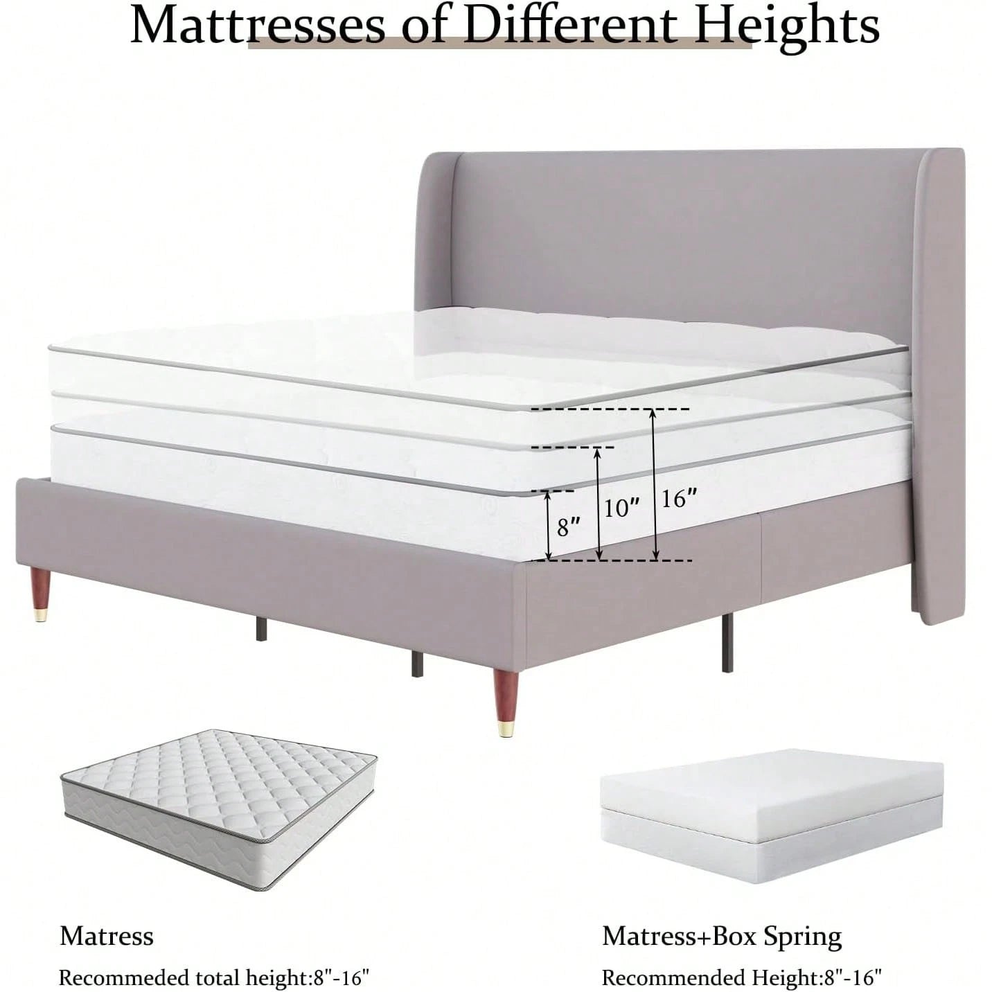 MADELINE PLATFORM BED FRAME - LIGHT GRAY