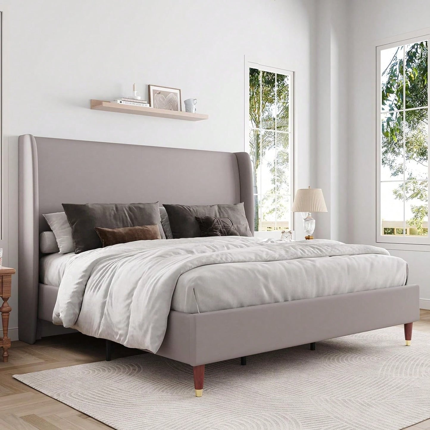 MADELINE PLATFORM BED FRAME - LIGHT GRAY