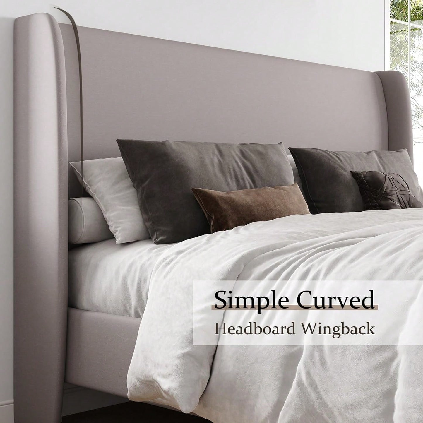 MADELINE PLATFORM BED FRAME - LIGHT GRAY