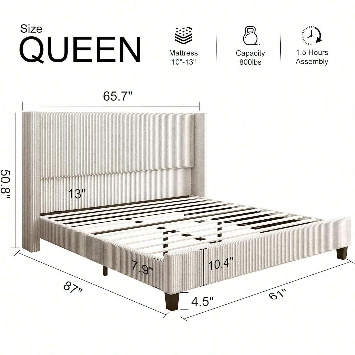 OASIS PLATFORM BED FRAME - BEIGE
