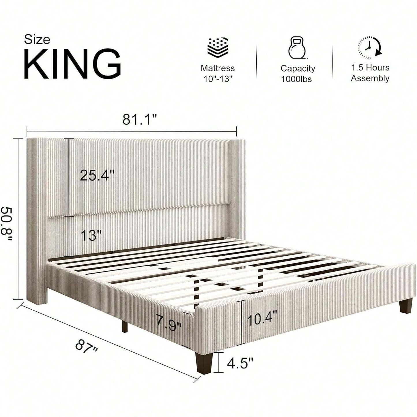 OASIS PLATFORM BED FRAME - BEIGE