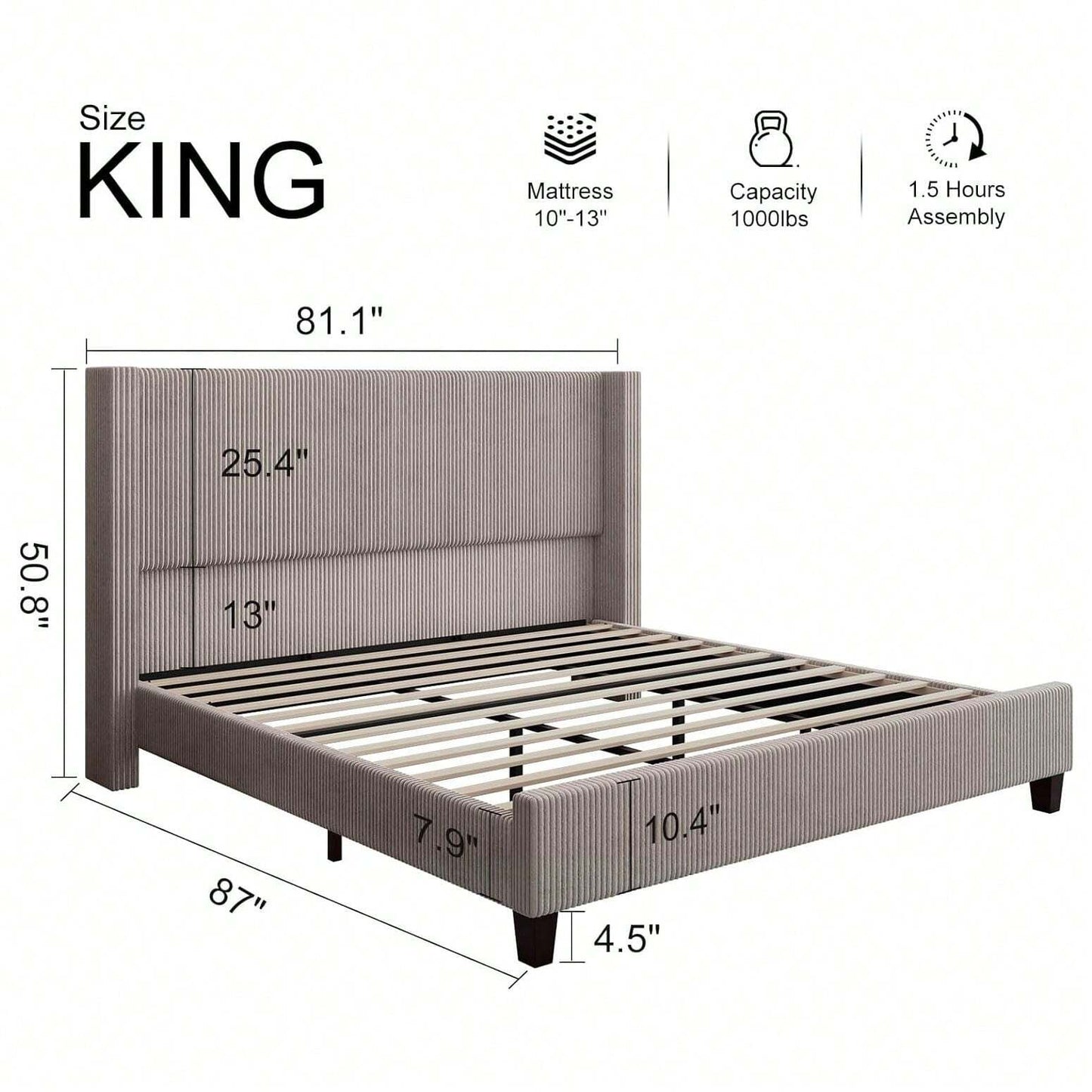 OASIS PLATFORM BED FRAME - KHAKI