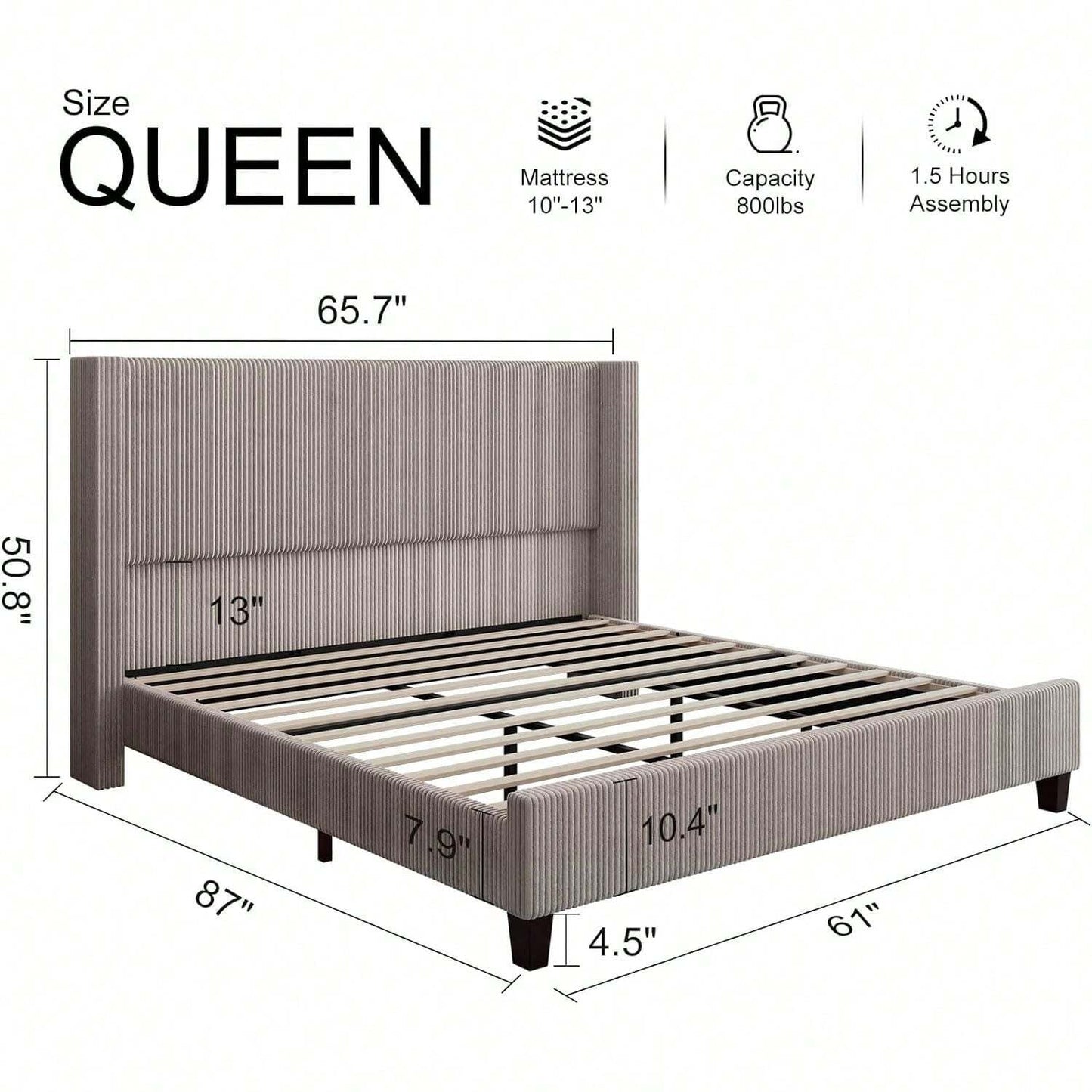 OASIS PLATFORM BED FRAME - KHAKI