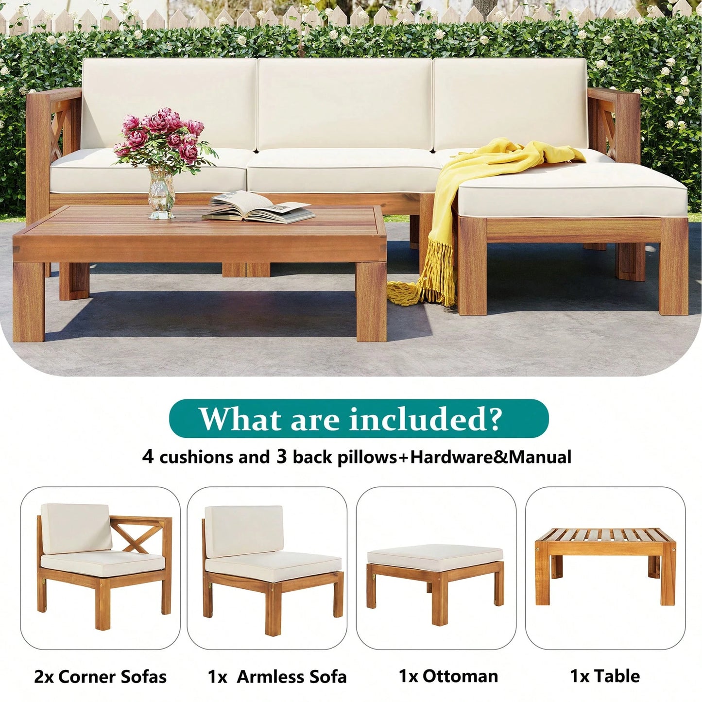 MONACO 5-PIECE OUTDOOR LOUNGE SET - BEIGE