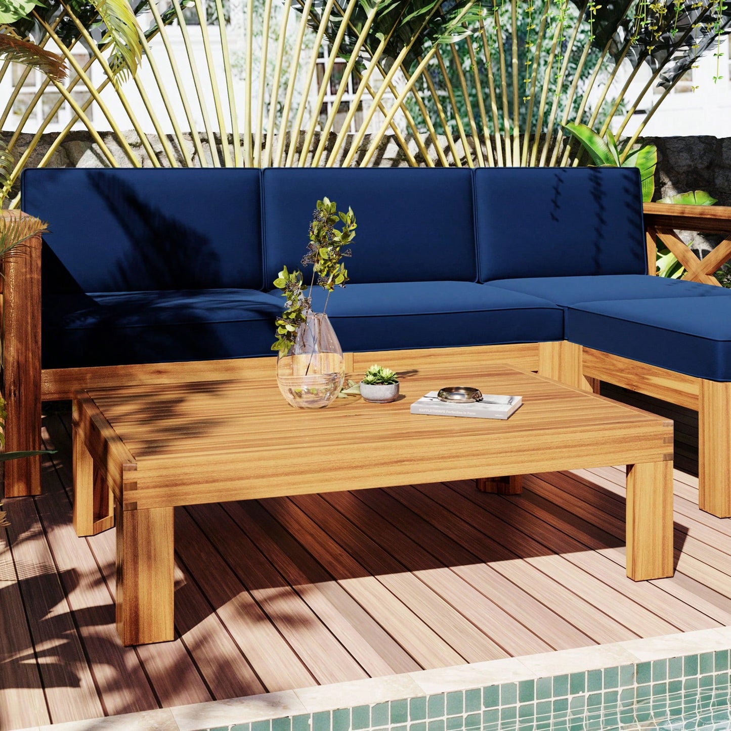 MONACO 5-PIECE OUTDOOR LOUNGE SET - NAVY BLUE