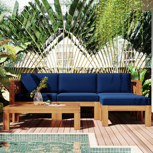 MONACO 5-PIECE OUTDOOR LOUNGE SET - NAVY BLUE