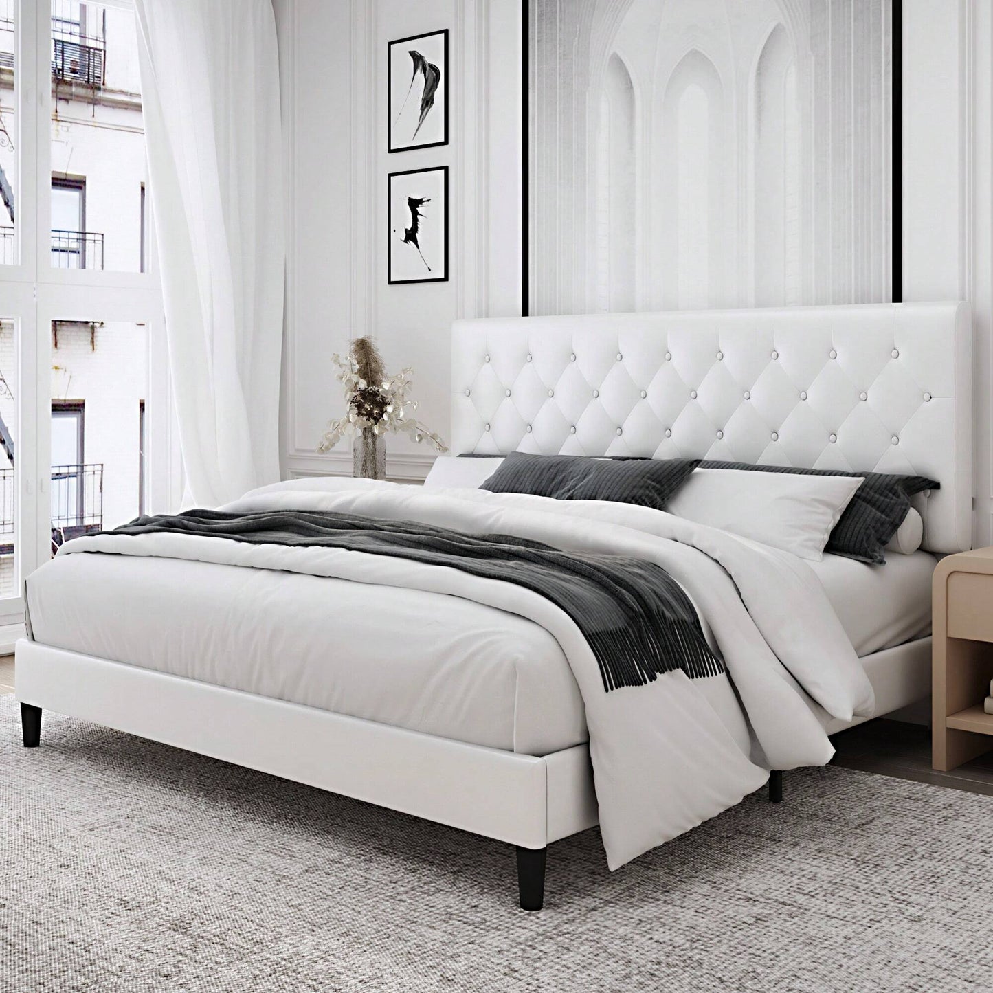 VALEN PLATFORM BED FRAME - WHITE