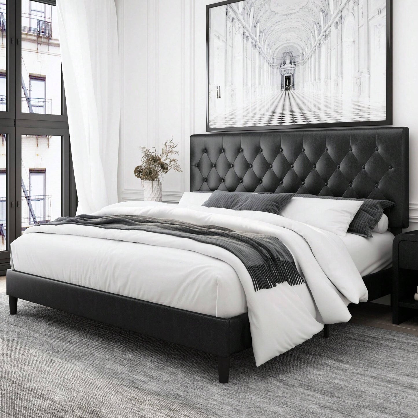 VALEN PLATFORM BED FRAME - BLACK