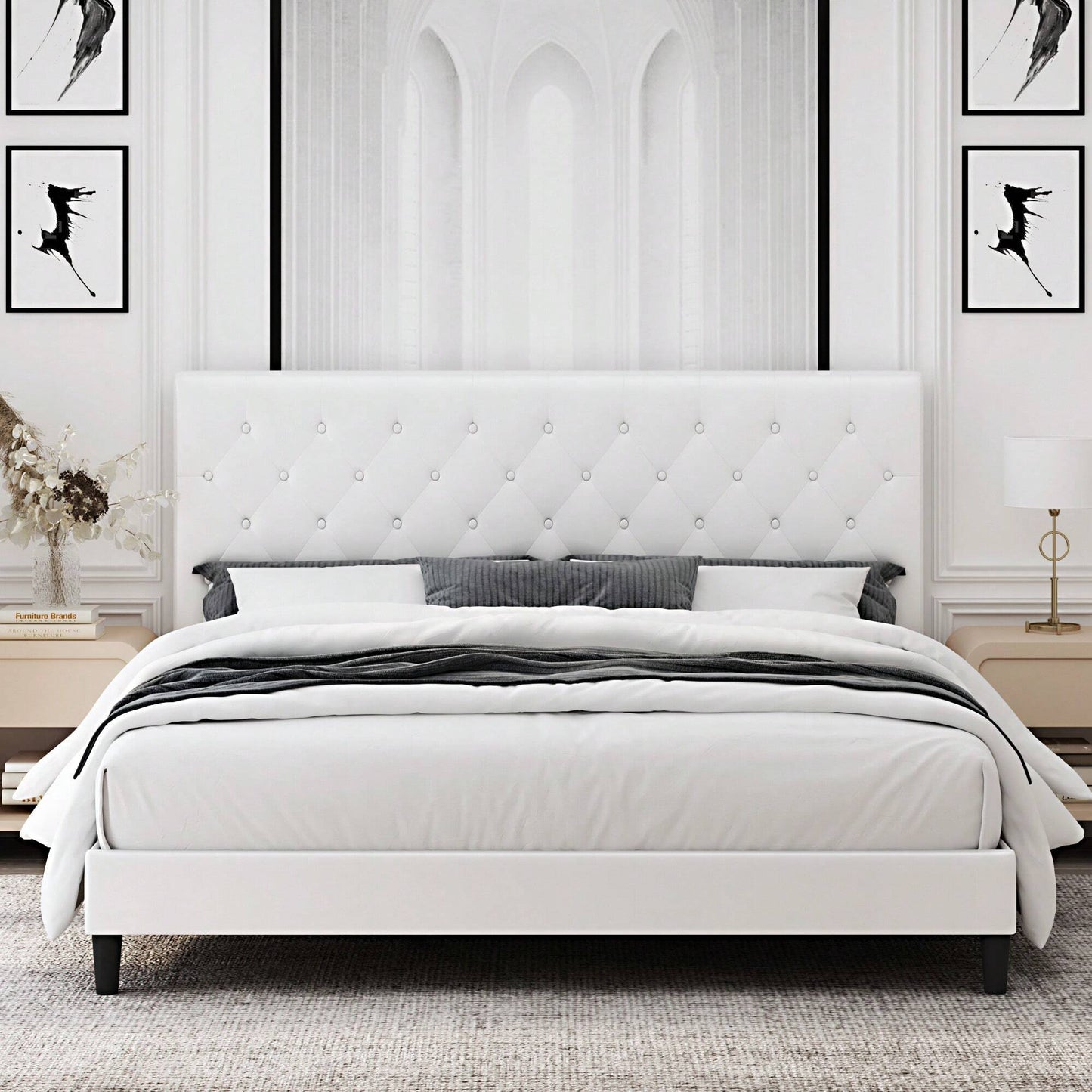 VALEN PLATFORM BED FRAME - WHITE