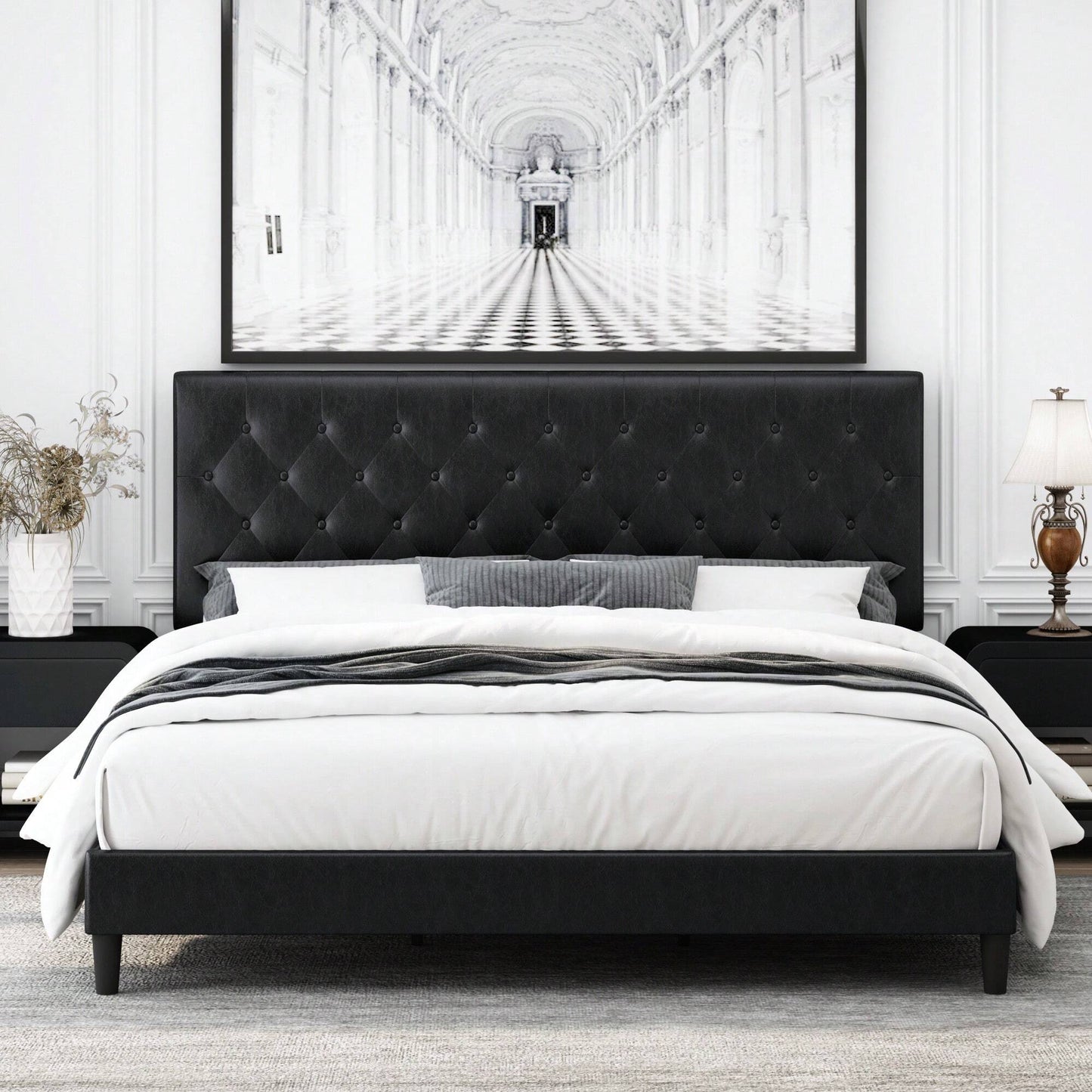 VALEN PLATFORM BED FRAME - BLACK