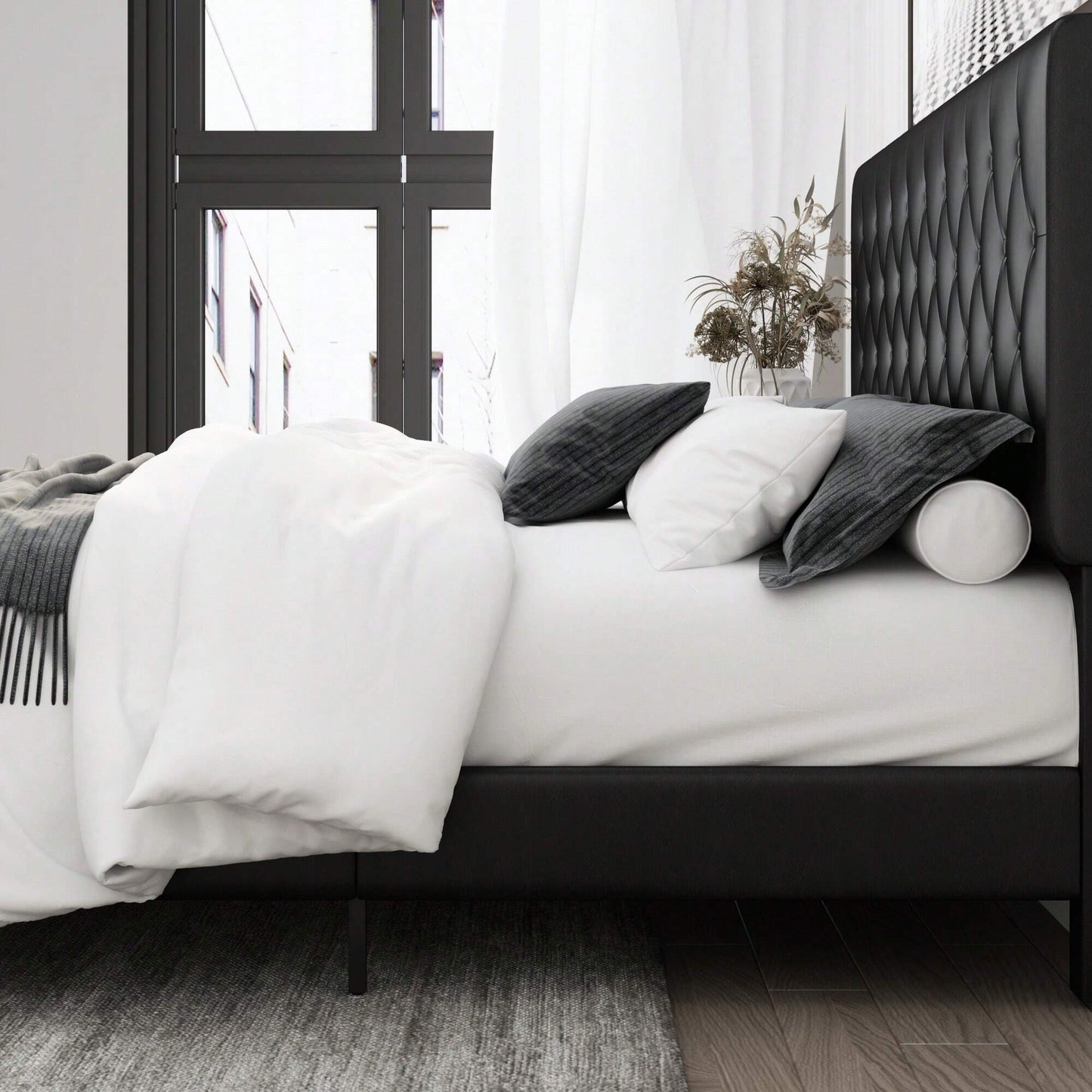 VALEN PLATFORM BED FRAME - BLACK