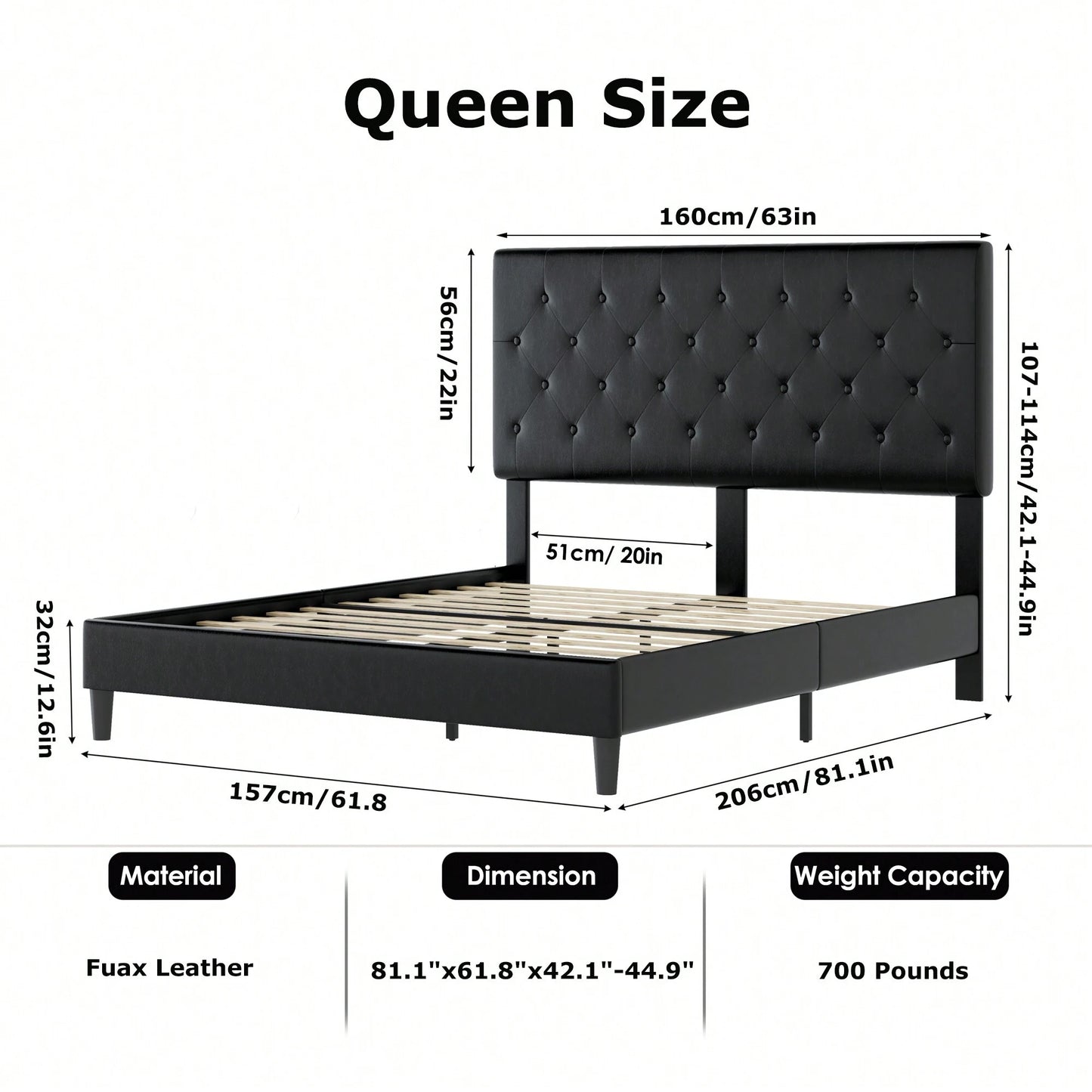 VALEN PLATFORM BED FRAME - BLACK