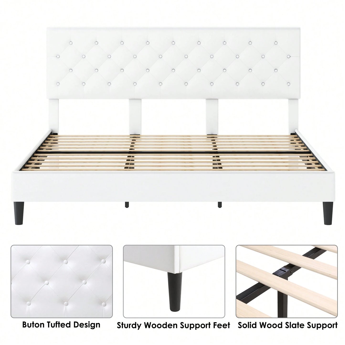 VALEN PLATFORM BED FRAME - WHITE