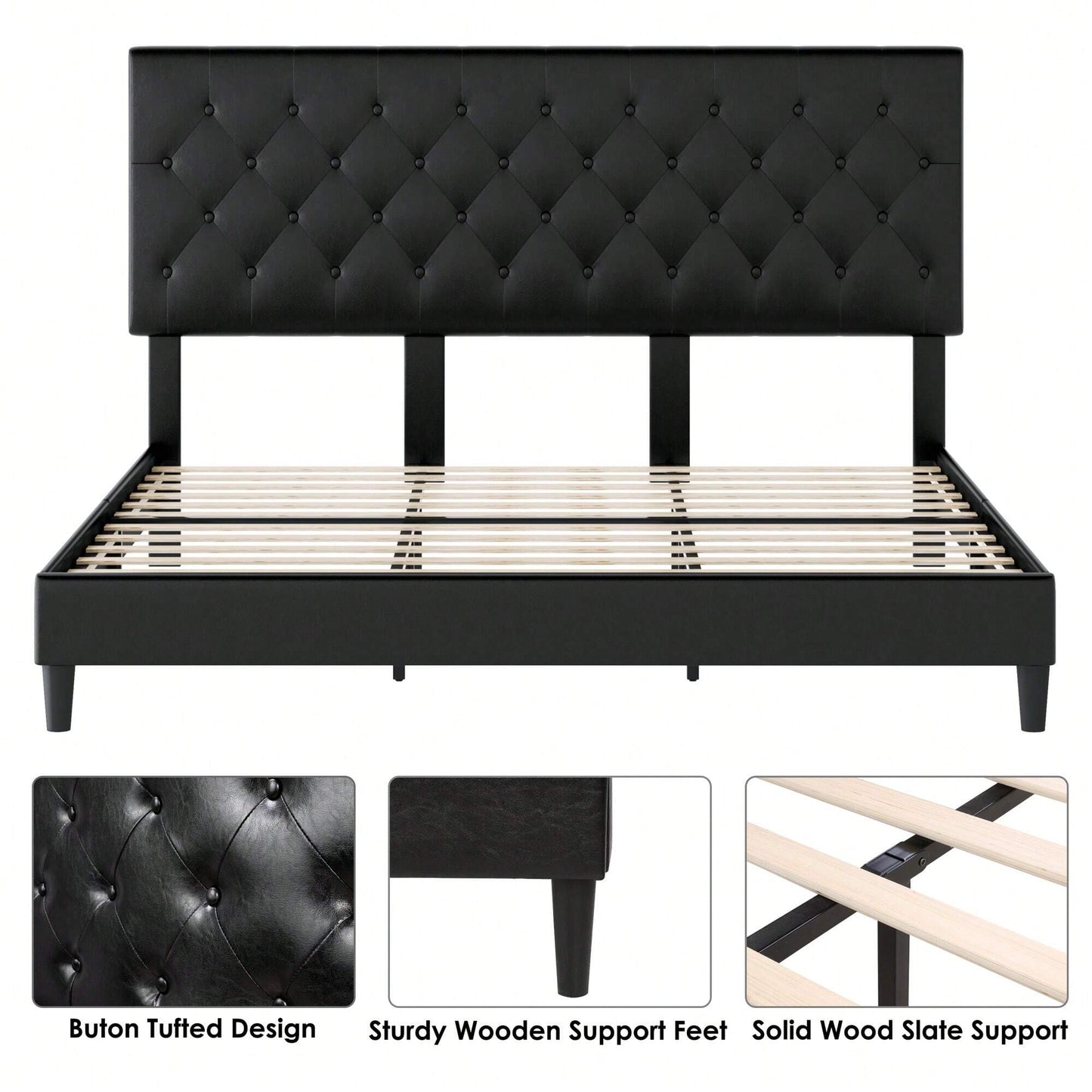 VALEN PLATFORM BED FRAME - BLACK