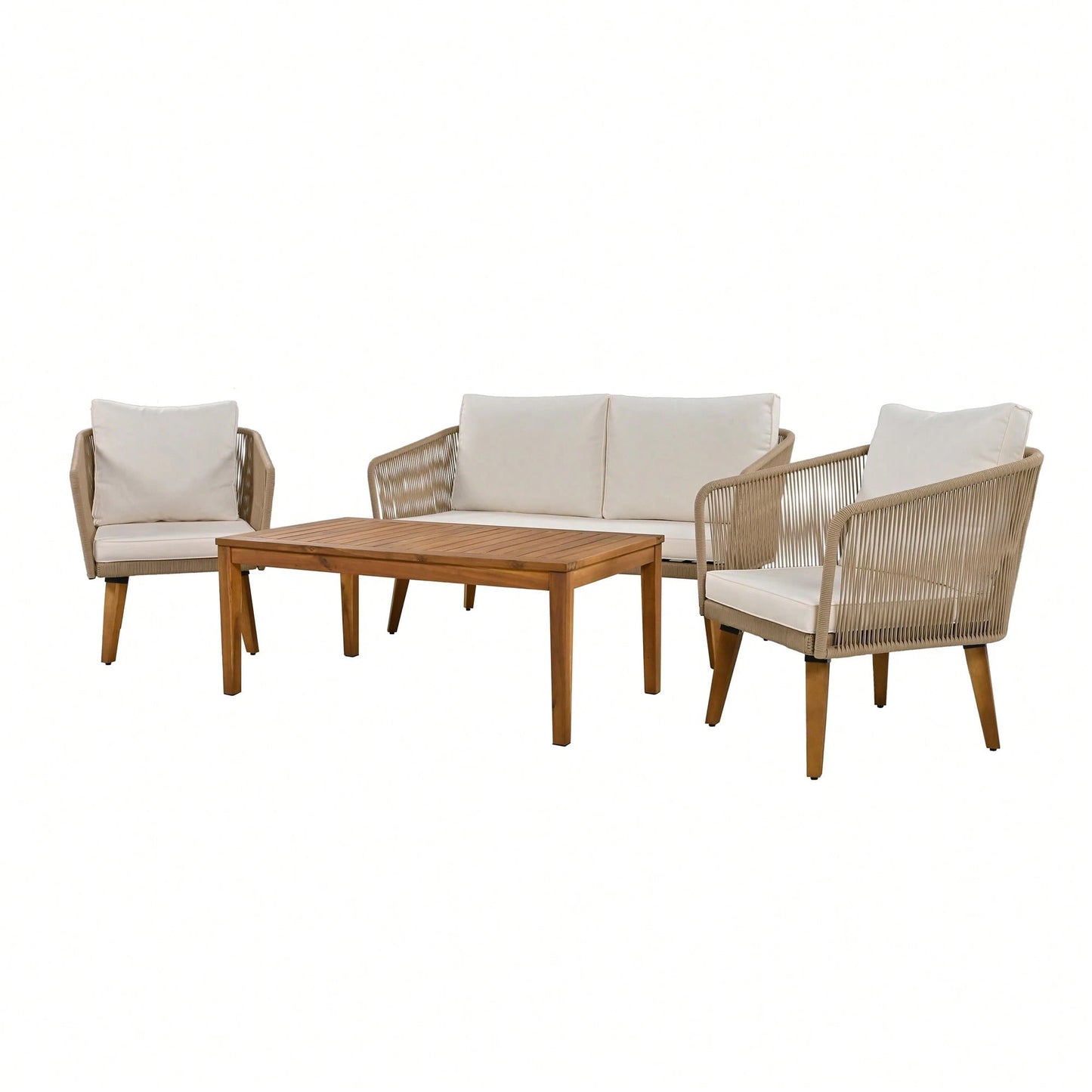SORAYA 4 PIECE OUTDOOR LOUNGE SET - BEIGE / BEIGE