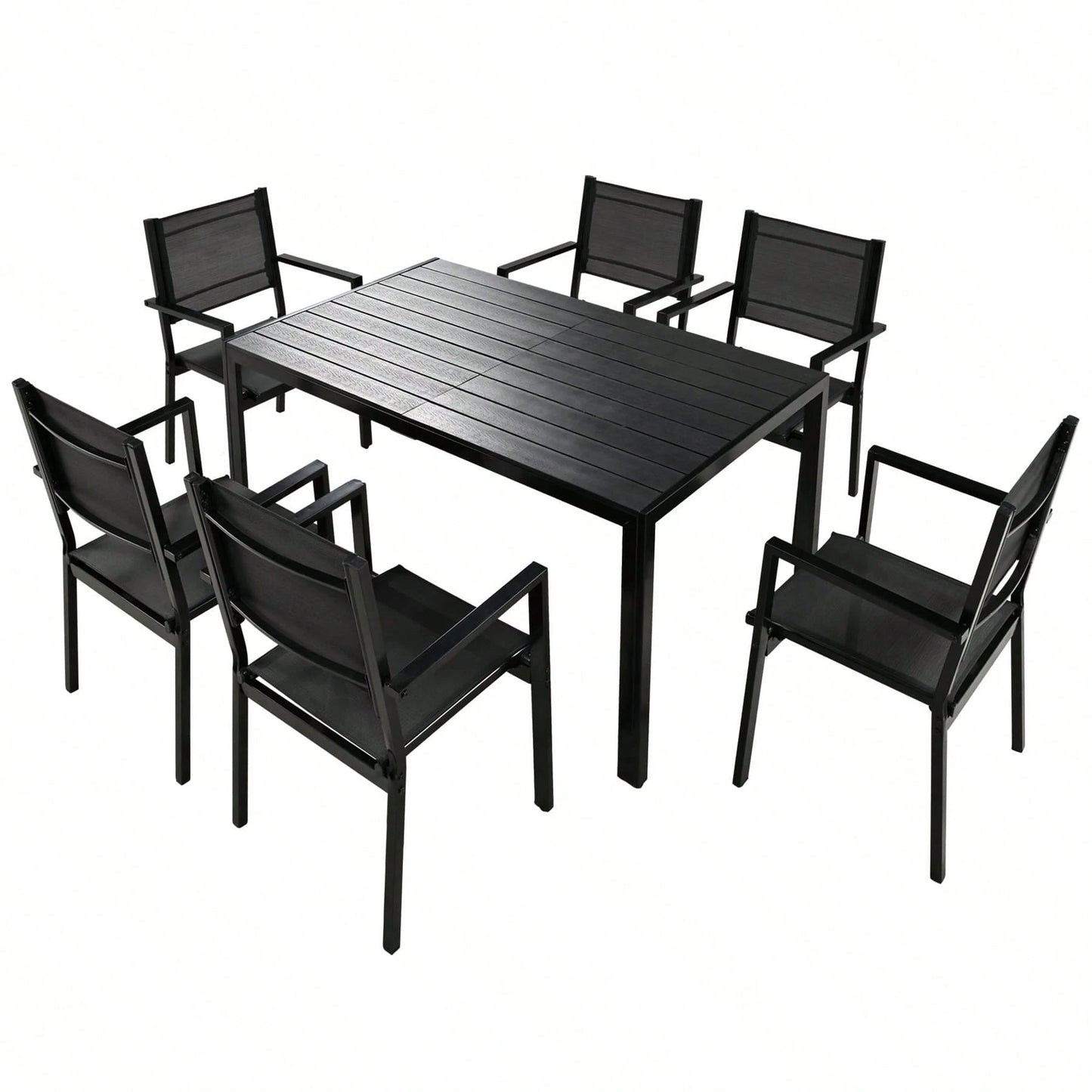 ALMAIRE 7-PIECE OUTDOOR DINING SET - BLACK