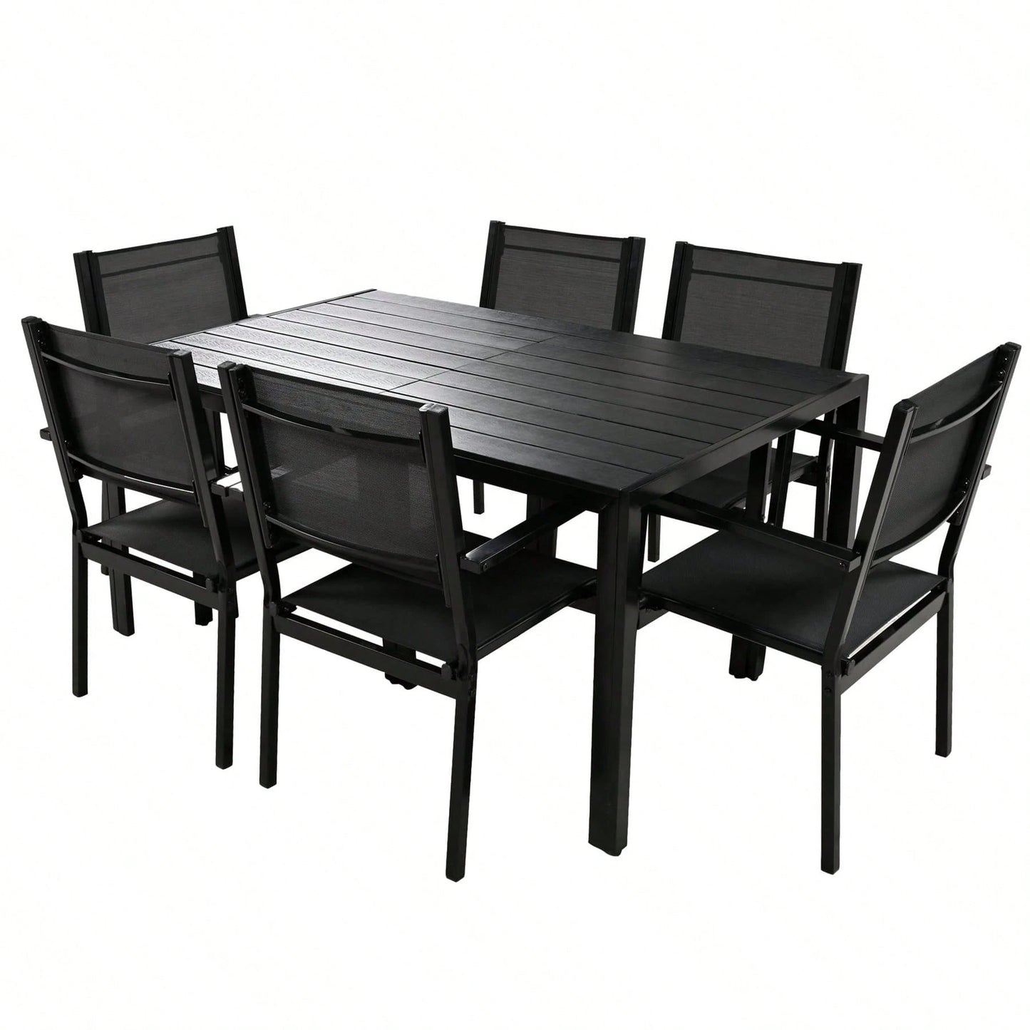 ALMAIRE 7-PIECE OUTDOOR DINING SET - BLACK