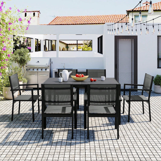 ALMAIRE 7-PIECE OUTDOOR DINING SET - GRAY