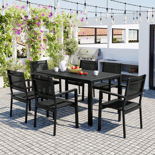 ALMAIRE 7-PIECE OUTDOOR DINING SET - BLACK