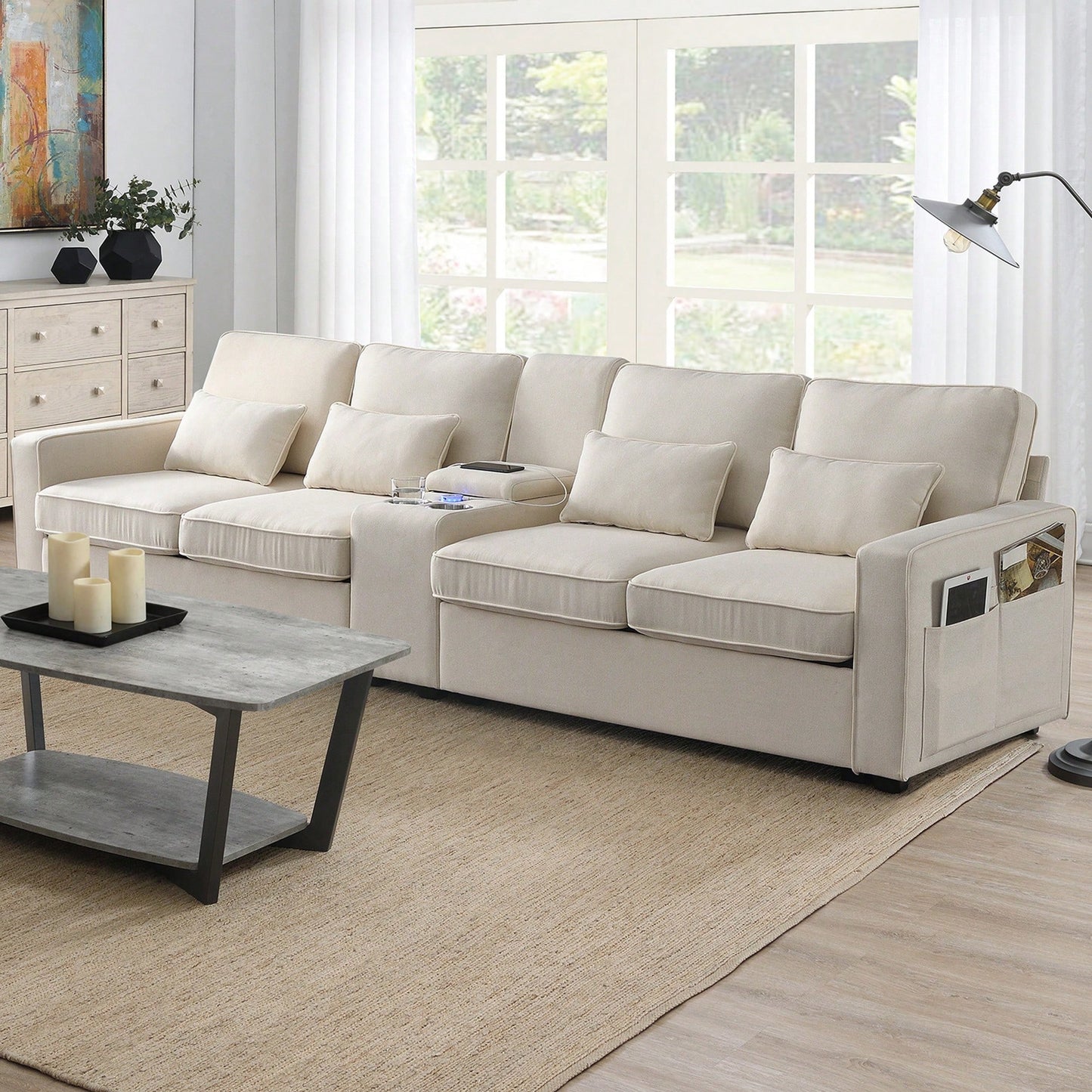 LILA 114" SOFA- BEIGE