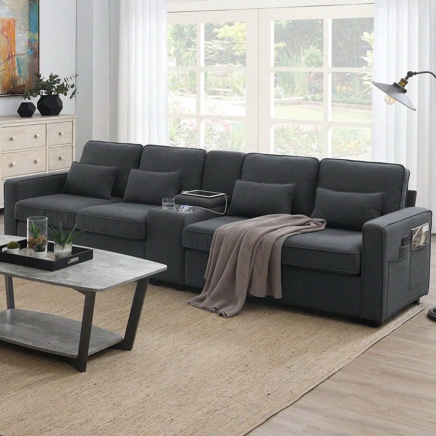 LILA 114" SOFA- DARK GRAY