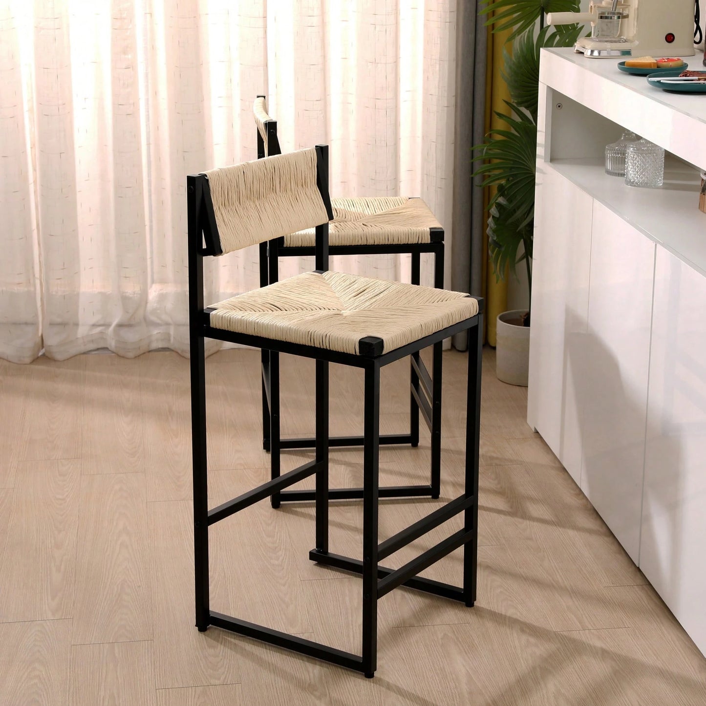 NAHLA COUNTER STOOLS - BEIGE (SET OF 2)