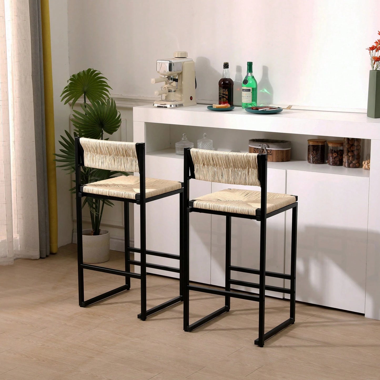 NAHLA COUNTER STOOLS - BEIGE (SET OF 2)