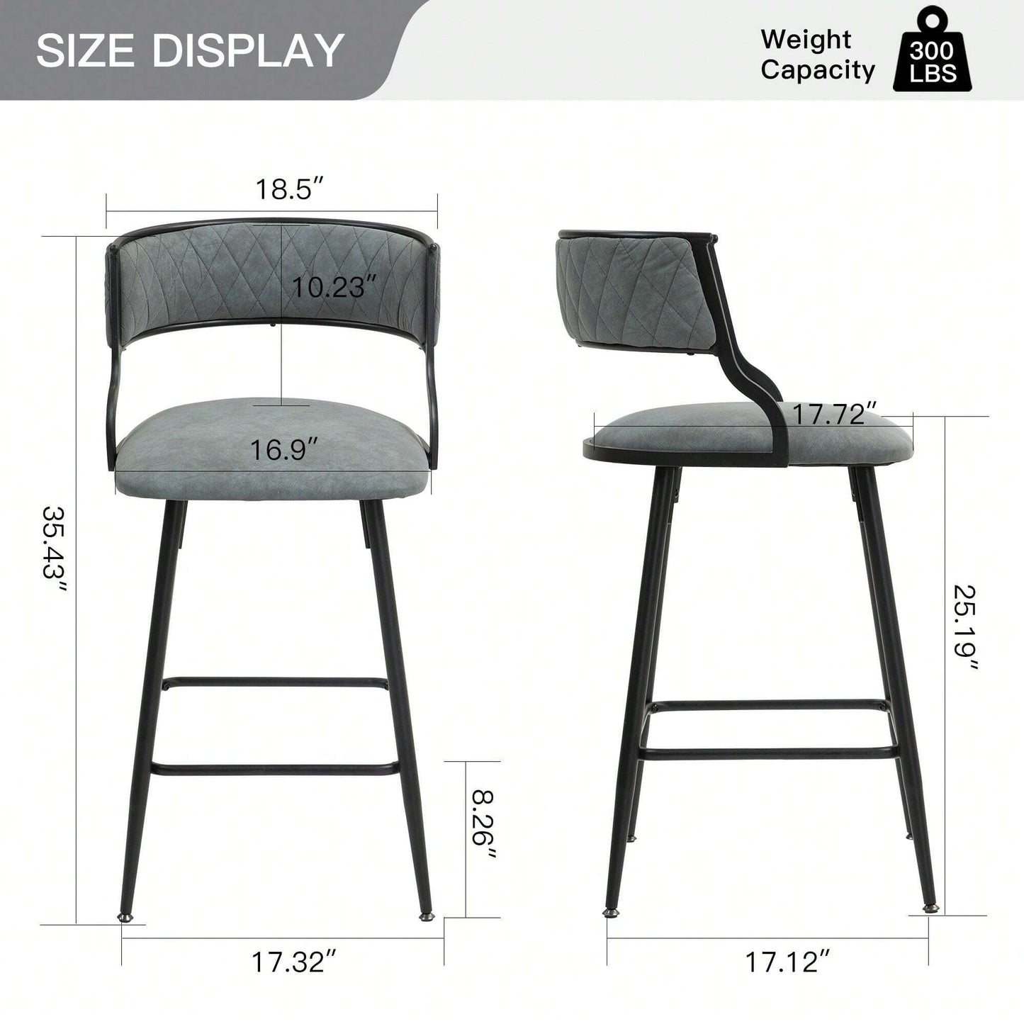 VIVIENNE COUNTER STOOLS - GRAY (SET OF 2)