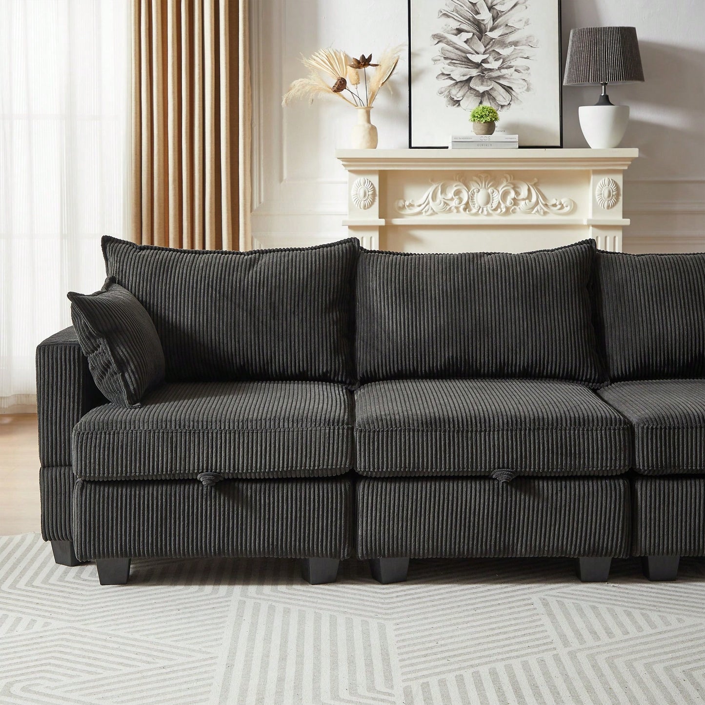 LENNOX 113" SECTIONAL - BLACK