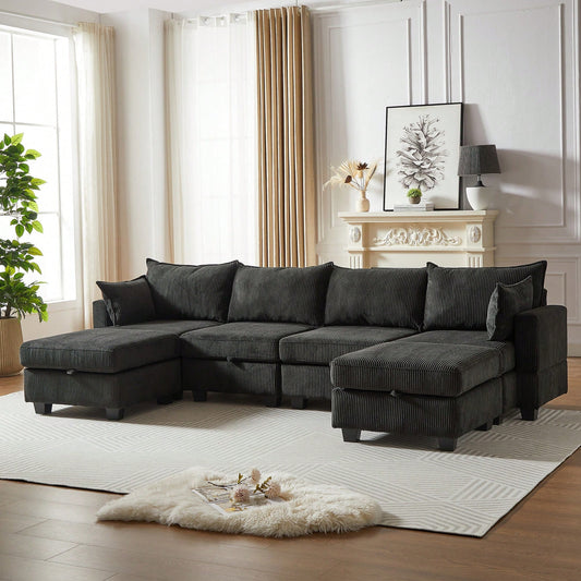 LENNOX 113" SECTIONAL - BLACK