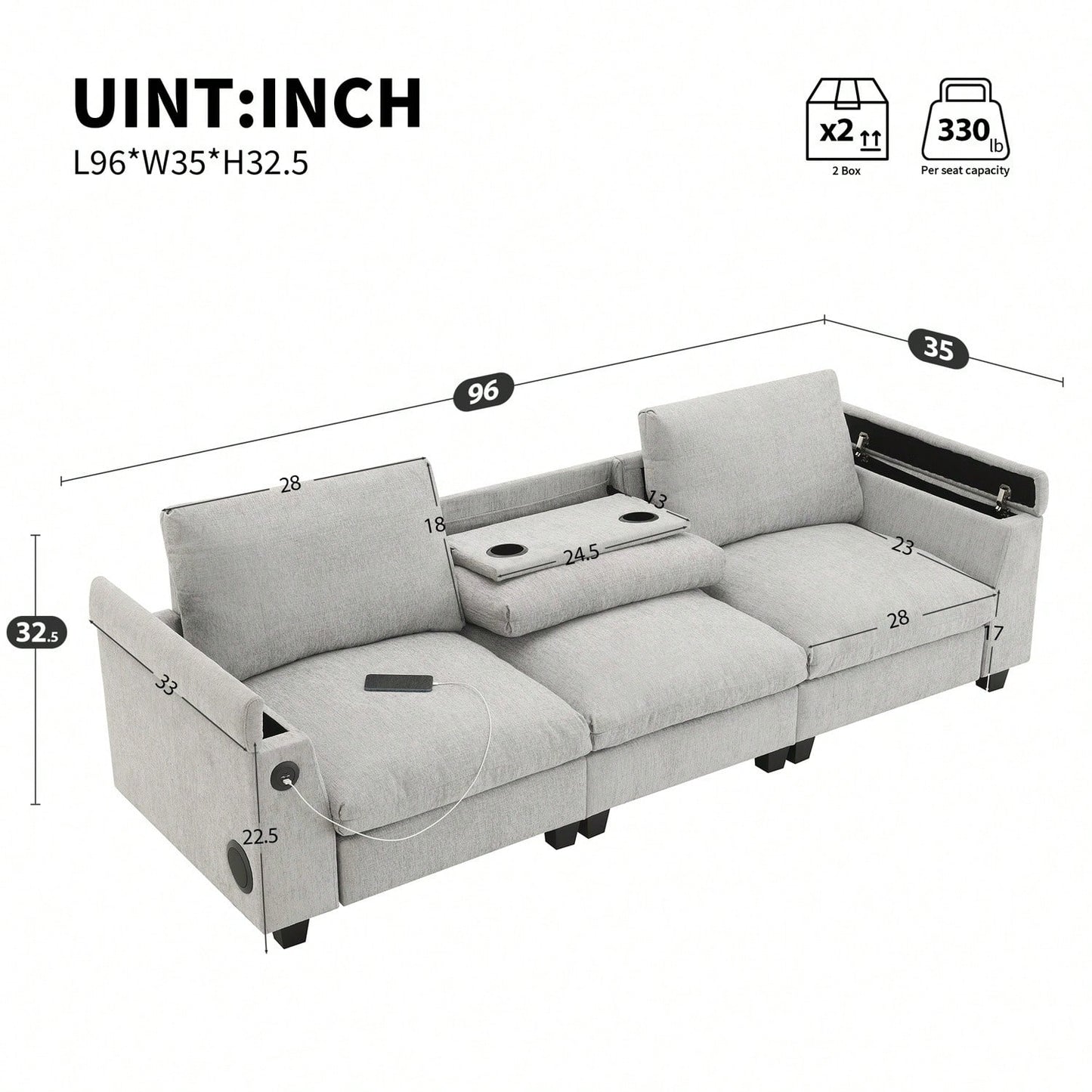 OPHELIA 96" SOFA