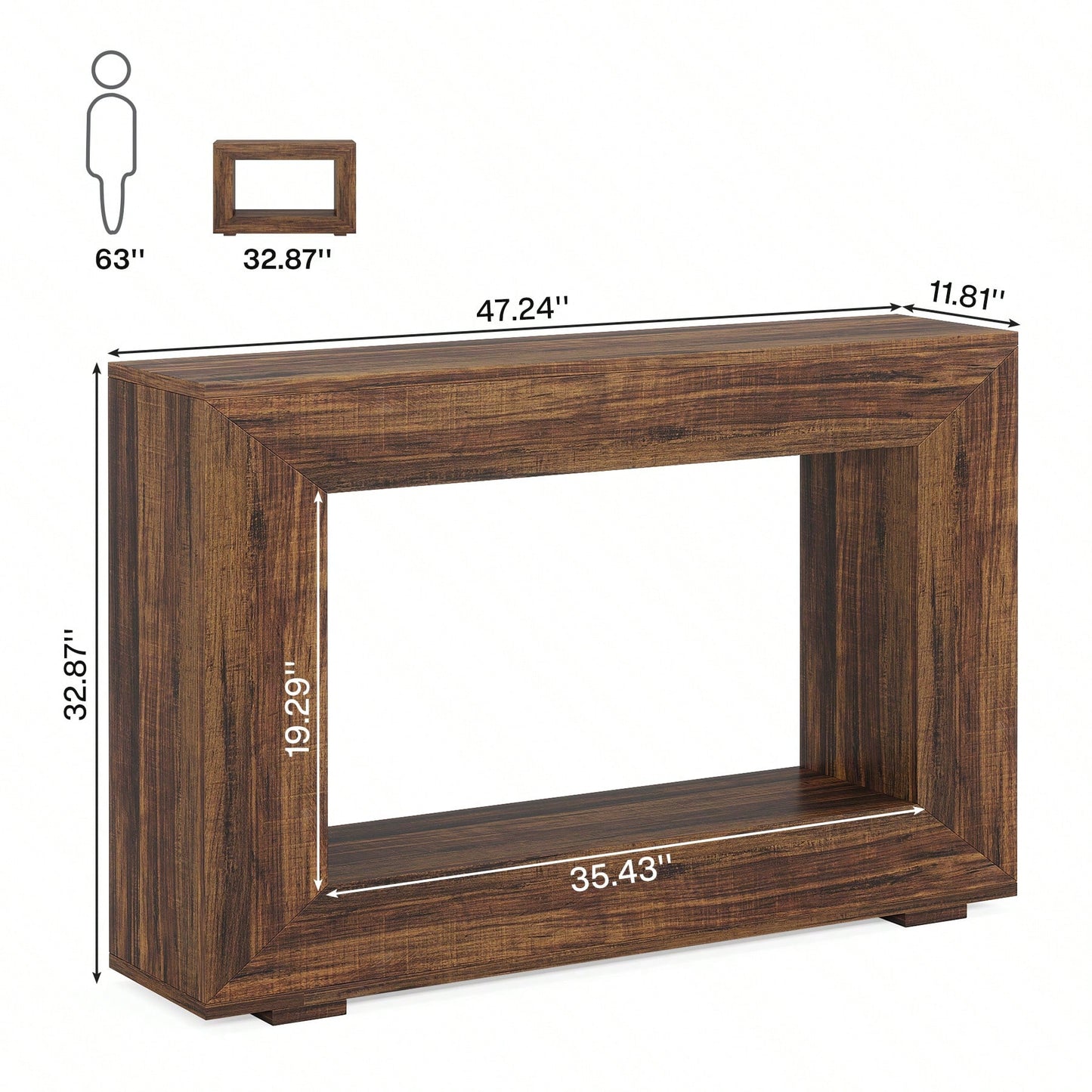 LISBON 47" CONSOLE TABLE - RUSTIC BROWN