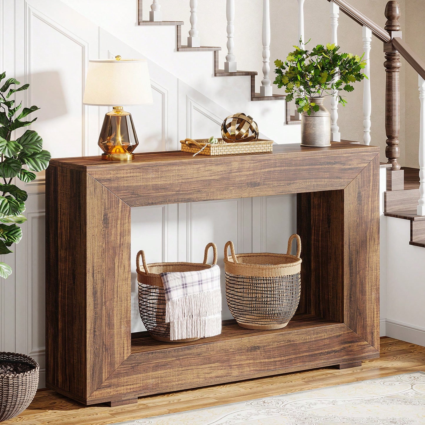LISBON 47" CONSOLE TABLE - RUSTIC BROWN