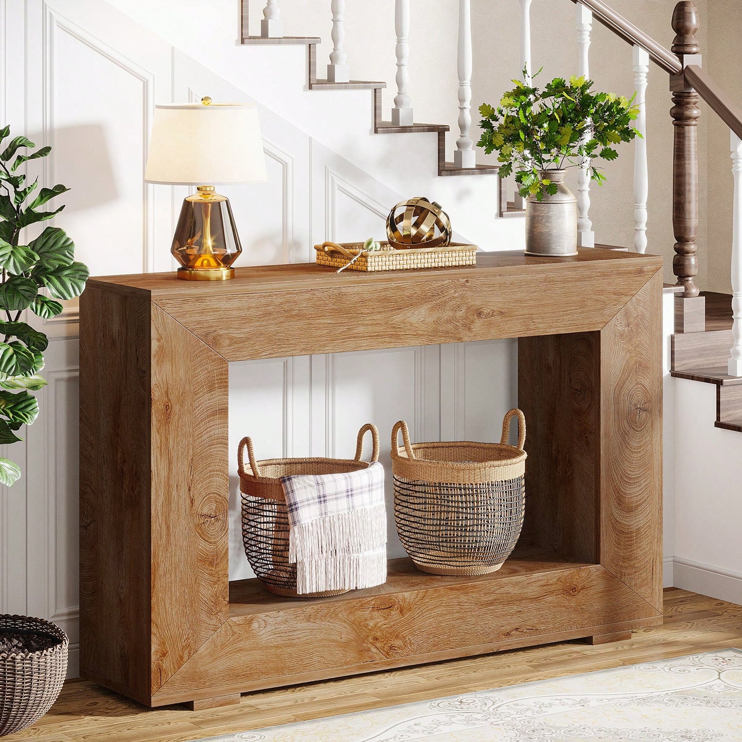 LISBON 47" CONSOLE TABLE - NATURAL BROWN