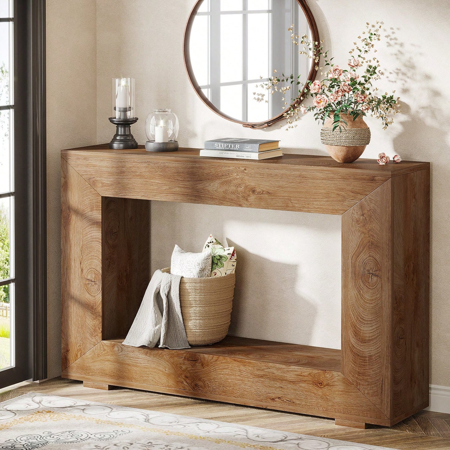 LISBON 47" CONSOLE TABLE - NATURAL BROWN