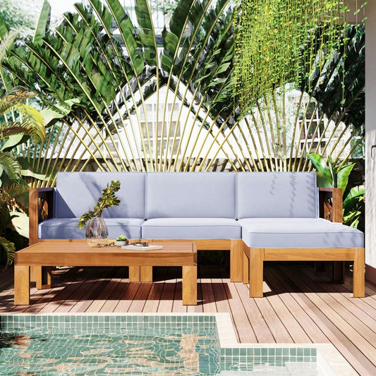 MONACO 5-PIECE OUTDOOR LOUNGE SET - LIGHT BLUE